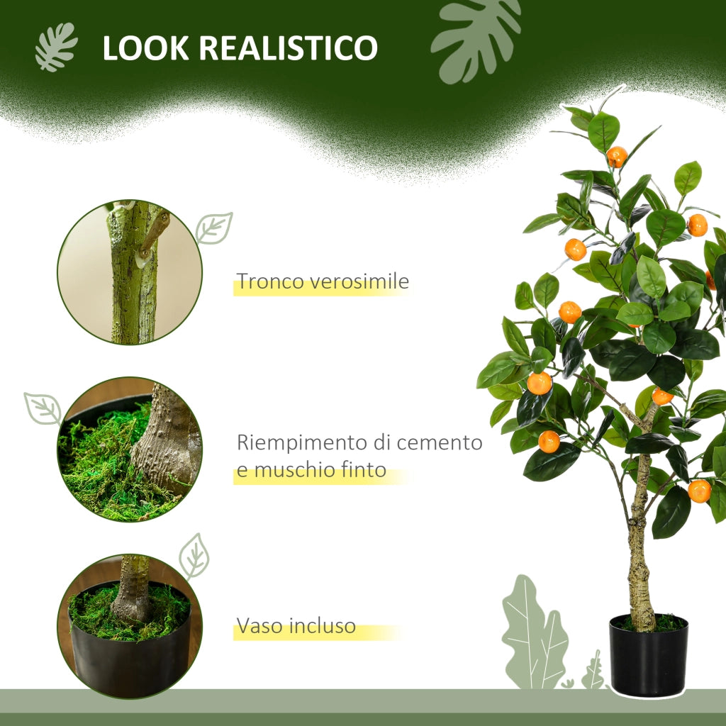Piante Artificiali Limone e Arancia 120cm ¨C Xylo ¨C Set 2 Pezzi con Vaso per Interno