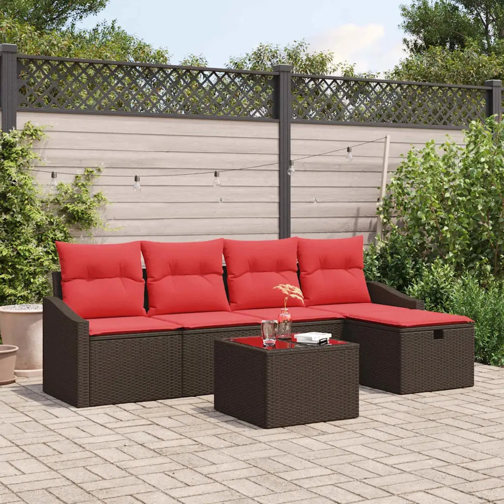 Set di divani con cuscino con archiviazione Marrone polyrattan 3359273