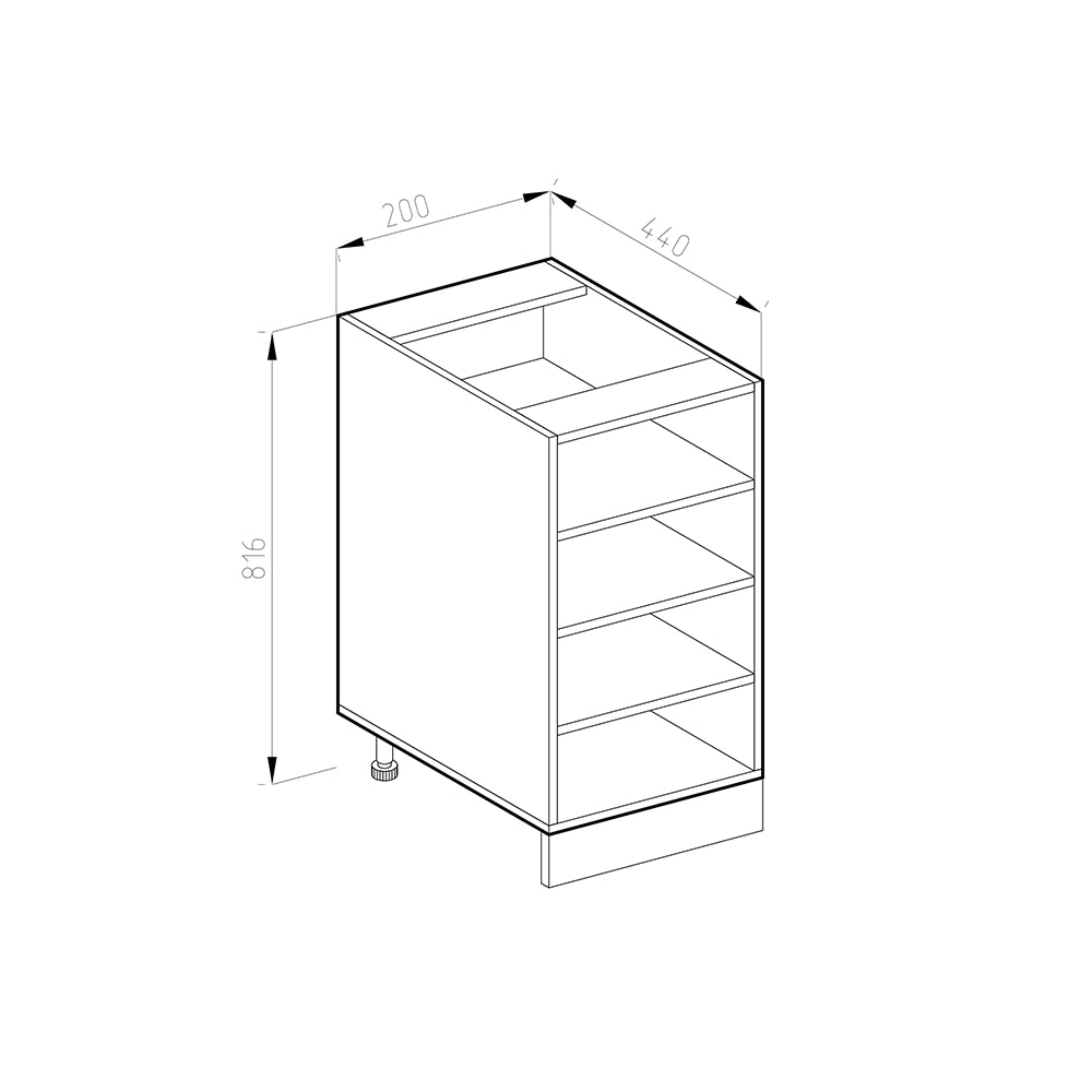 Vicco Base a ripiani Bianco 20 cm con ripiani aperti, senza piano di lavoro