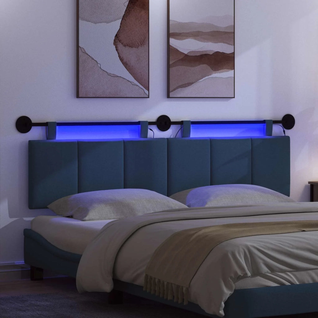 Testiera sospesa Con luce LED Blu Tessuto 3424810