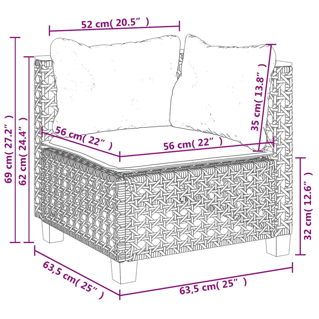 Set Divano da Giardino 9 pz con Cuscini Beige in Polyrattan 3261994