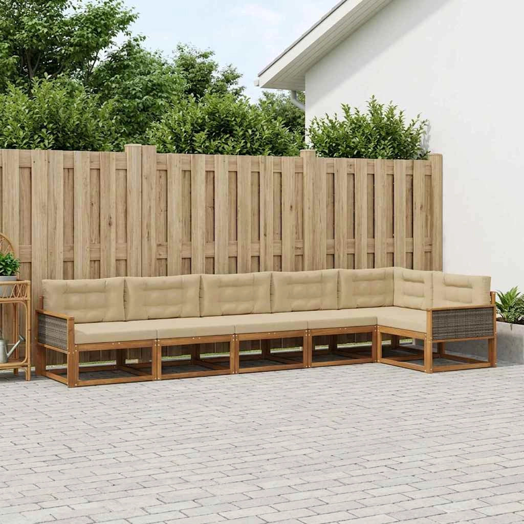 Set di divani da esterno 6 pz Naturale e Beige 3382601