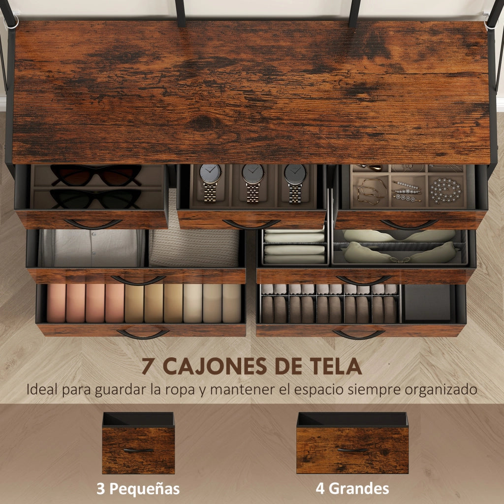 Appendiabiti con cassetti e ripiano ¨C Minimal ¨C 100x30x183 cm Marrone R¨²stico