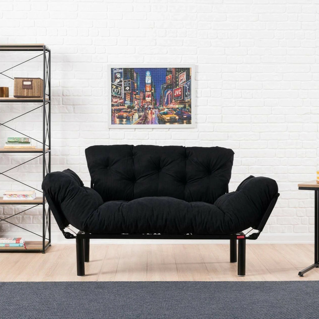 Guchol, Divano Letto 2 Posti Contenitore, 155x70 cm Nero