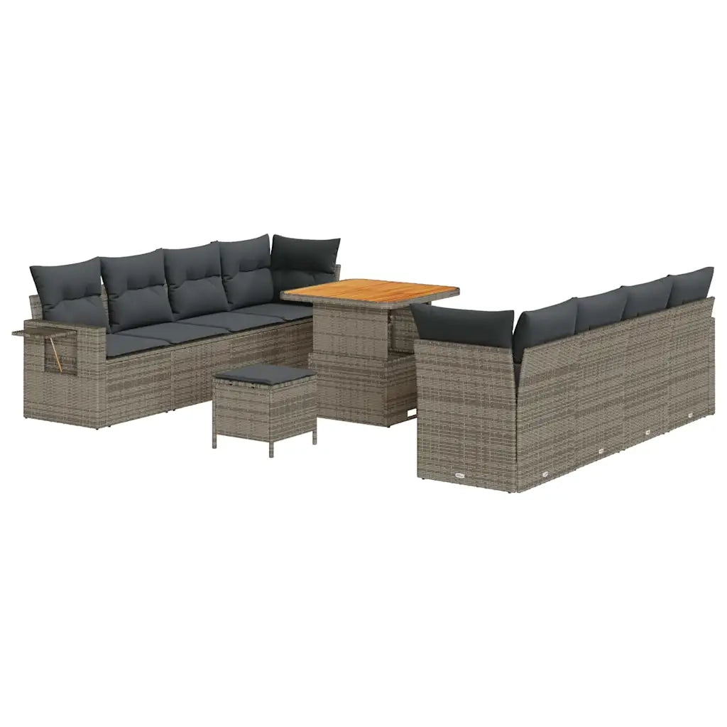 Set Divano da Giardino 11 pcs Grigio Poly Rattan 3361718