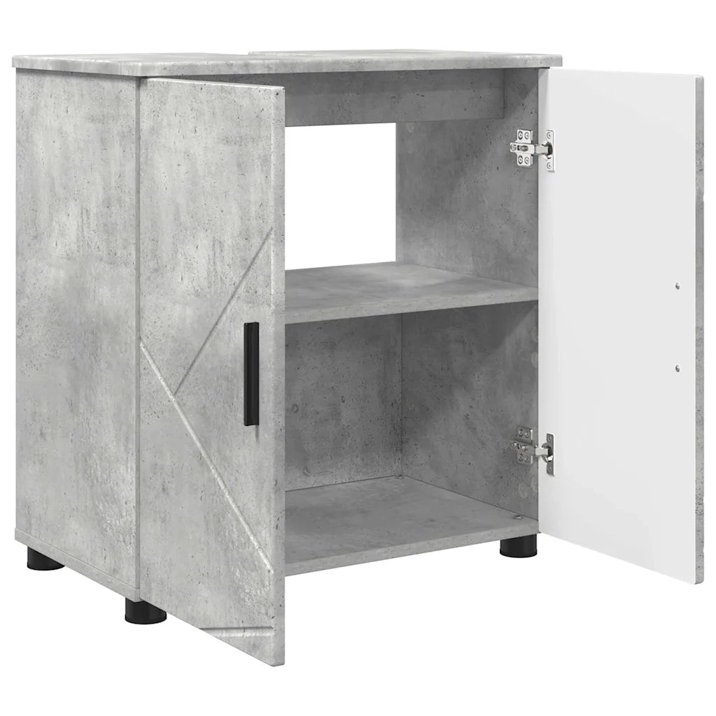 Set di mobili per il bagno con porta 3 pcs Grigio cemento
