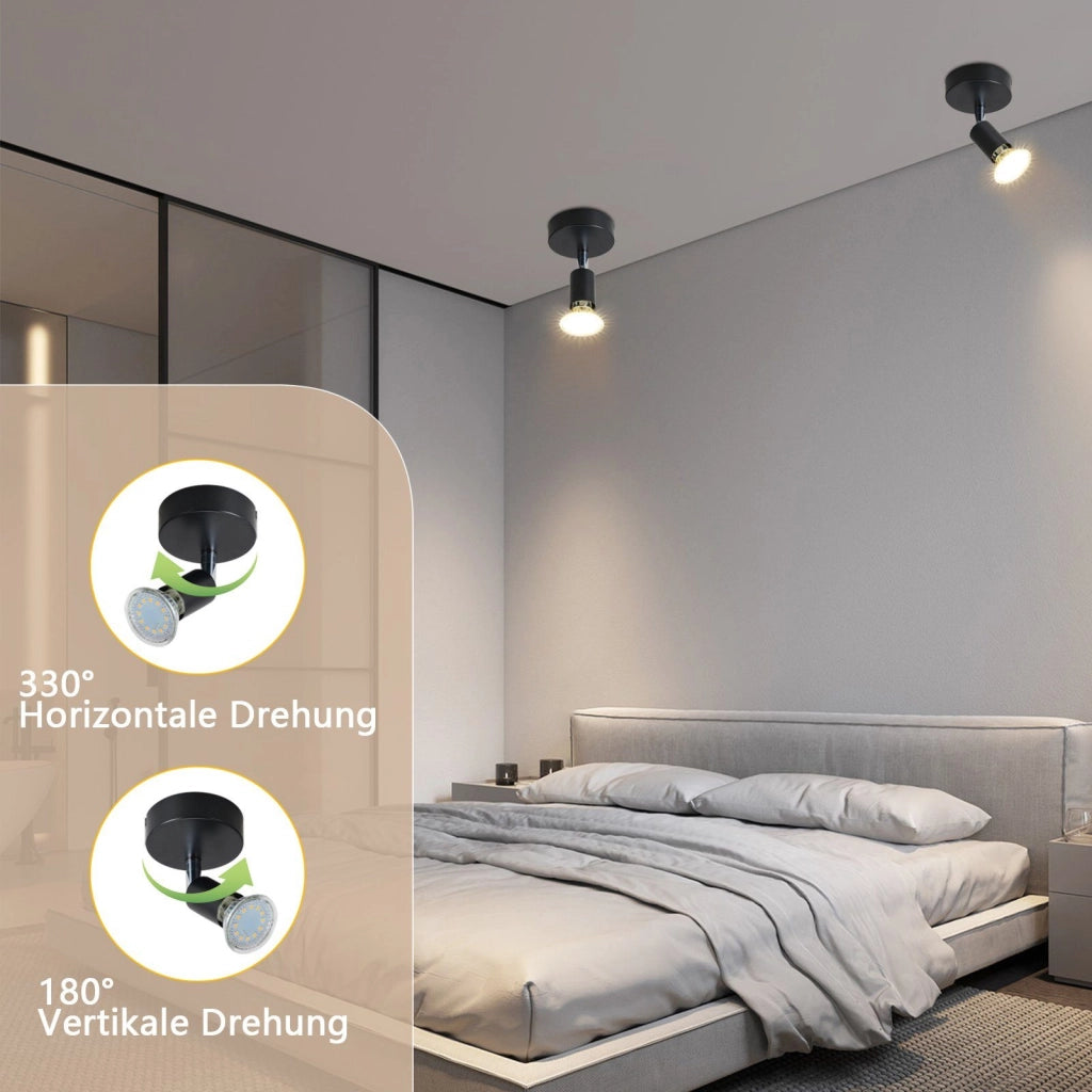 ZMH Faretto da soffitto neri GU10 rotanti 350° paralume metallo tessuto max 40W per interni