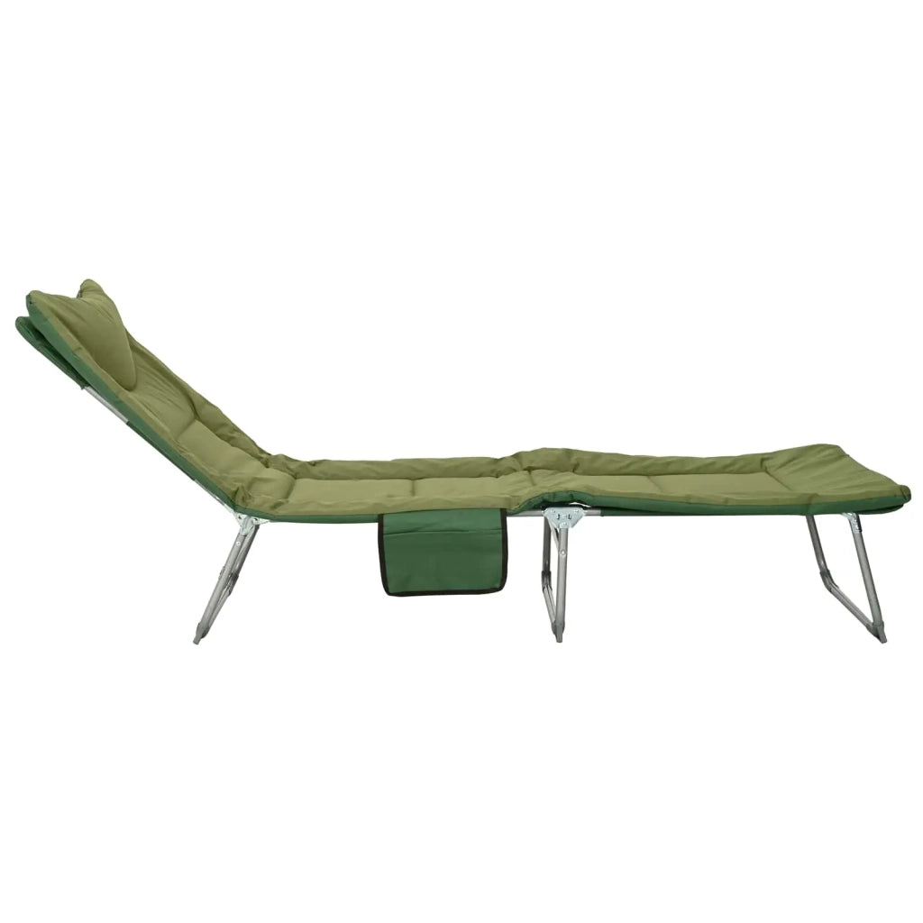 Lettino prendisole pieghevole con cuscino Verde Scuro 42032382