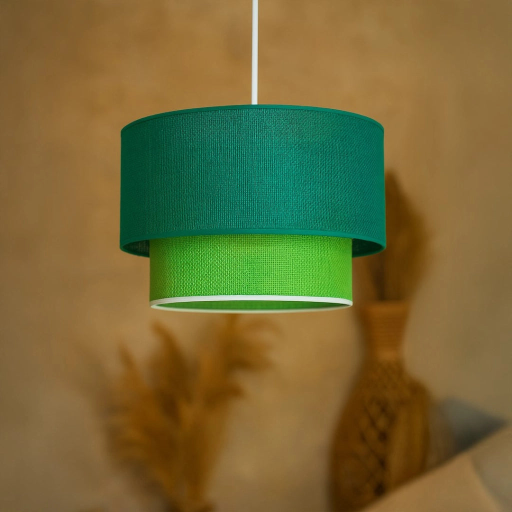 Lampada a sospensione BUENO juta verde/bianca E27 60W