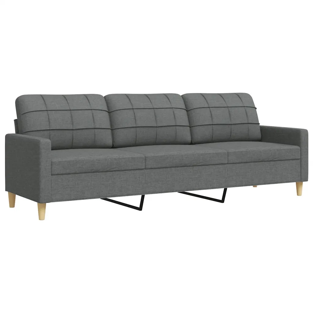 Divano a 3 Posti-Sofa 3 Posti Grigio Scuro 210 cm in Tessuto