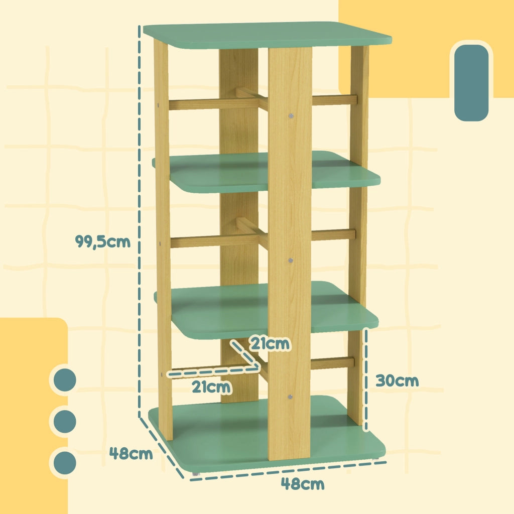 Libreria per bambini con rotelle ¨C zephmum ¨C verde 3 livelli