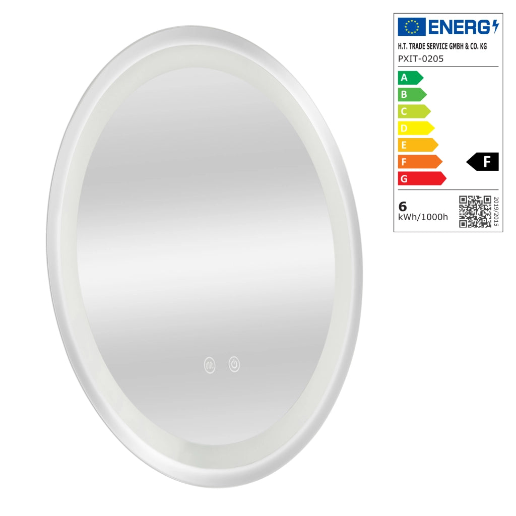 Specchio LED da Parete Maratea Multifunzionale Ø50 cm Cornice Argentata pro.tec