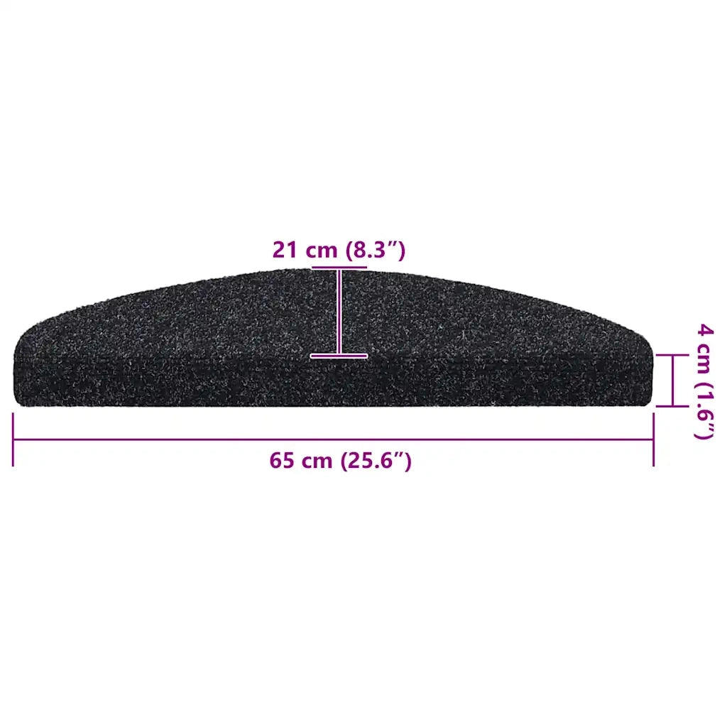 Tappetini per scale autoadesivi 20 pz 65x21x4 cm neri semicircolari grandi 3365645