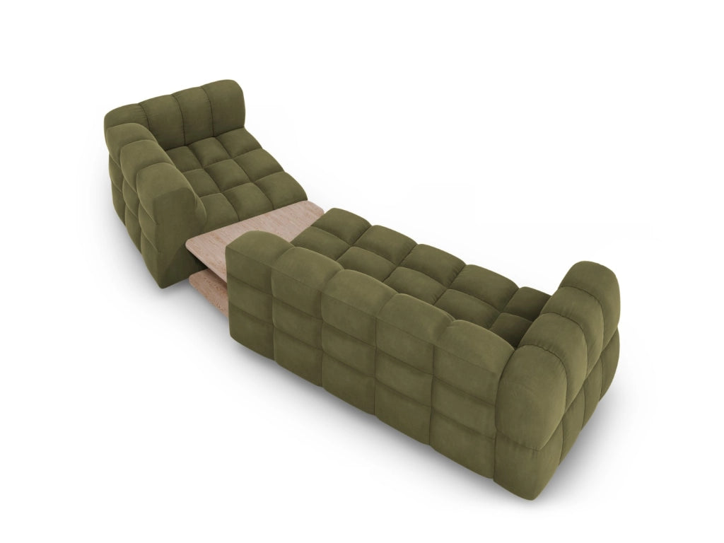 Cosmopolitan Design - Divano modulare destro "Sky" 3 posti in velluto verde chiaro 