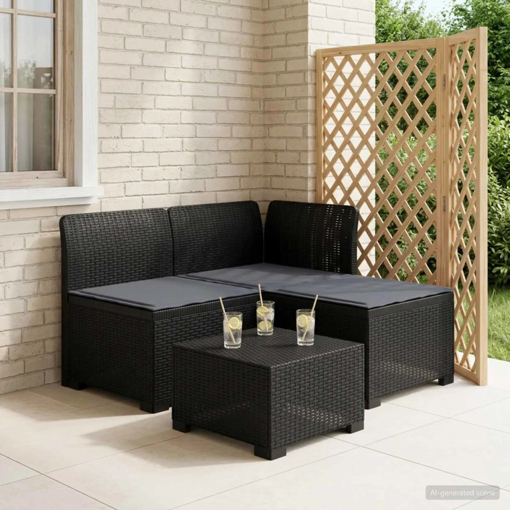Divano da esterno-Divano da Giardino 3 posti con cuscini in look rattan PP 430745