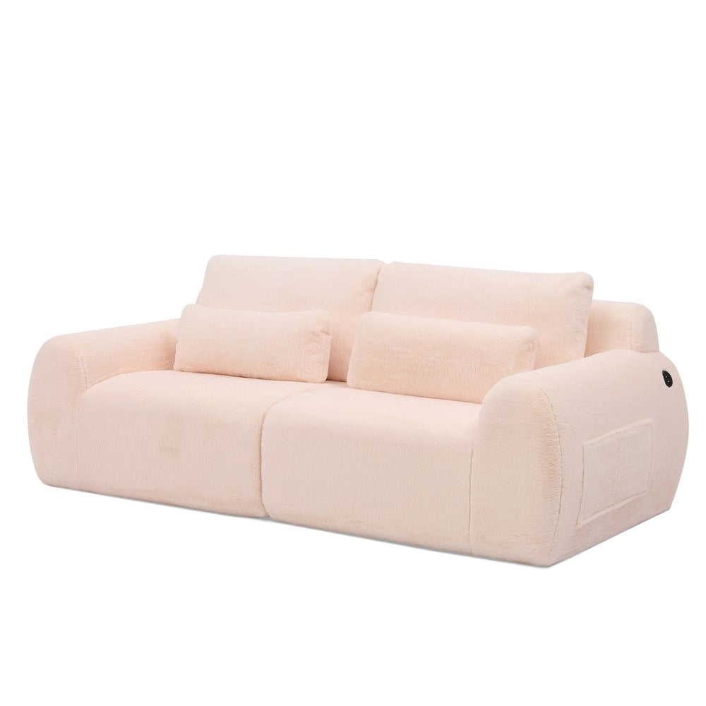 Divano 2 posti - Zephmum- Peluche morbido, USB, tasca laterale