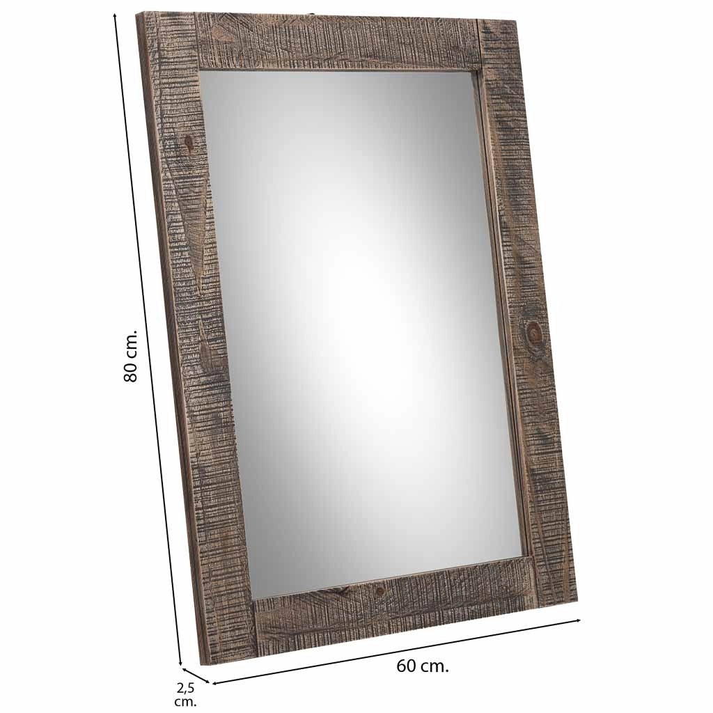Specchio rettangolare in legno marrone 60x2,5x80h cm