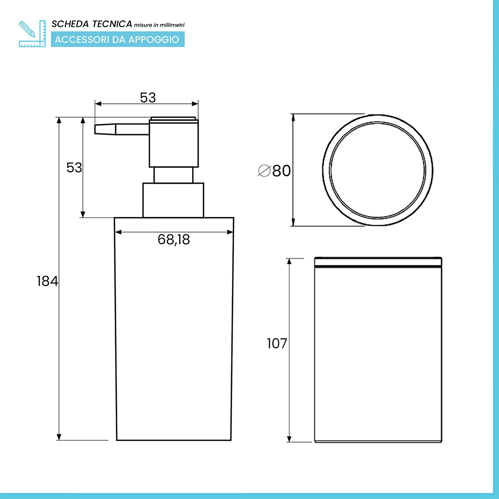 Set accessori bagno da appoggio 5 pezzi in plastica beige Glim