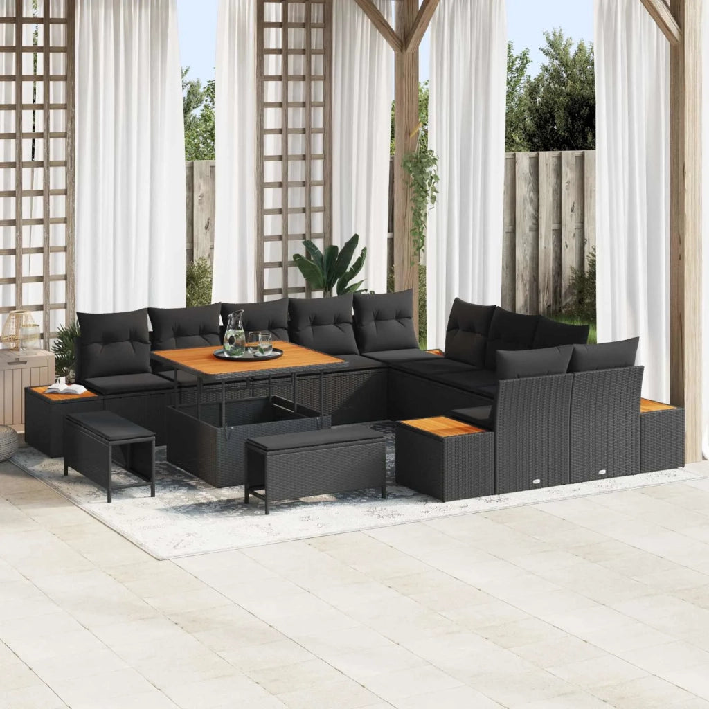 Set Divano da Giardino 13 pcs Nero polyrattan 3362964