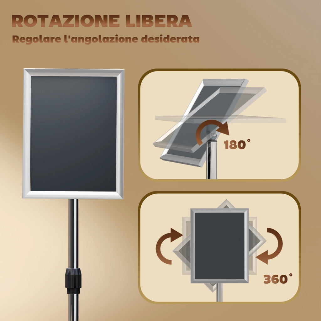 Cavalletto Espositore A3 Regolabile ¨C Minimal ¨C Acciaio e Alluminio, Argento