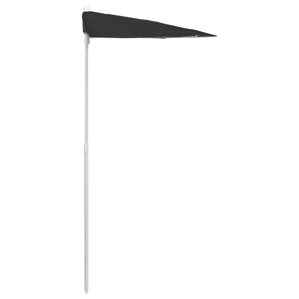 Ombrellone Semicircolare da Giardino con Palo 180x90 cm Nero 315565