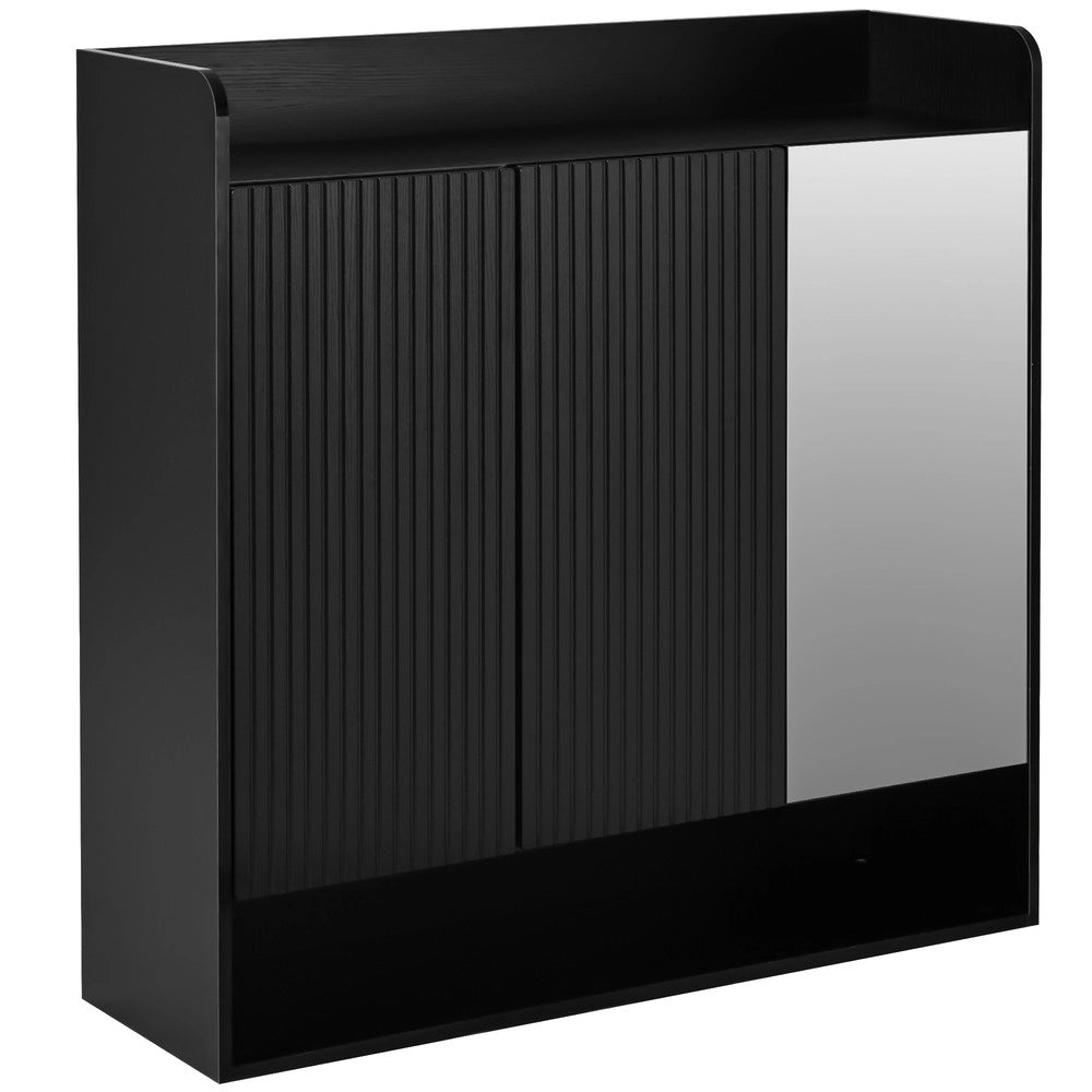 Scarpiera con Specchio Ingresso ¨C MINIMAL ¨C Nero, Ripiani Multipli