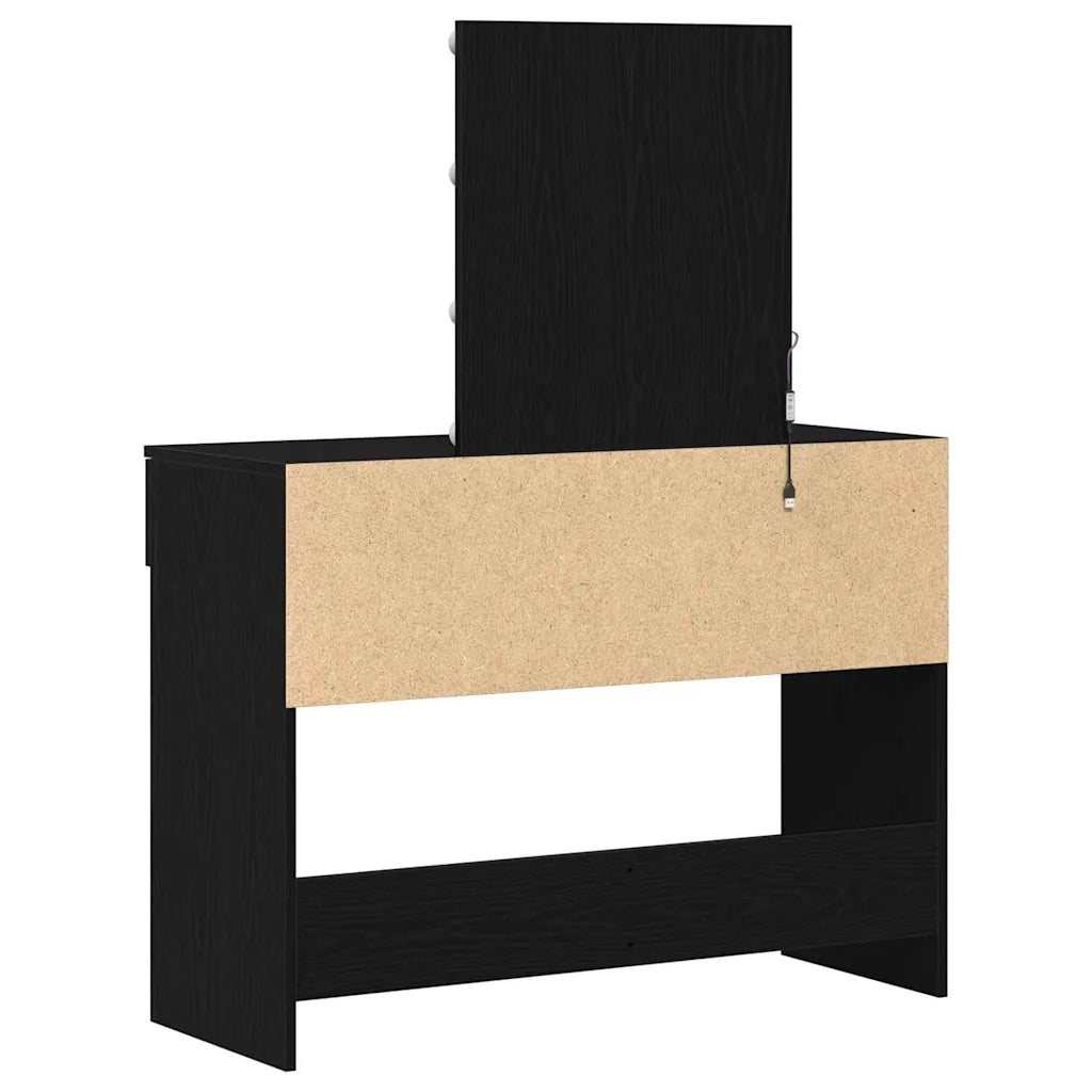 Tavolo da Trucco con cassetto Rovere Nero 100 x 40 x 130 cm 868842