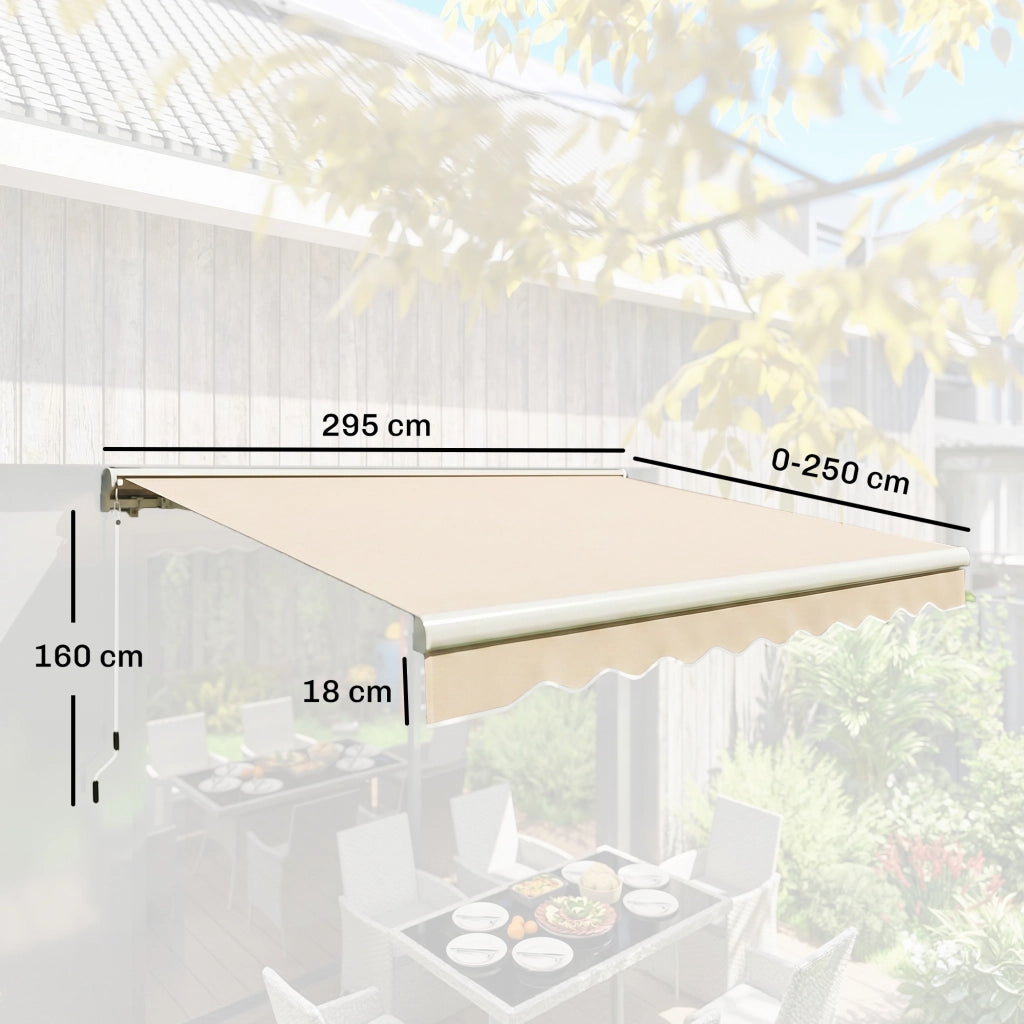 Tenda da Sole a Bracci per Esterno ¨C Minimal ¨C Beige 3x2.5m