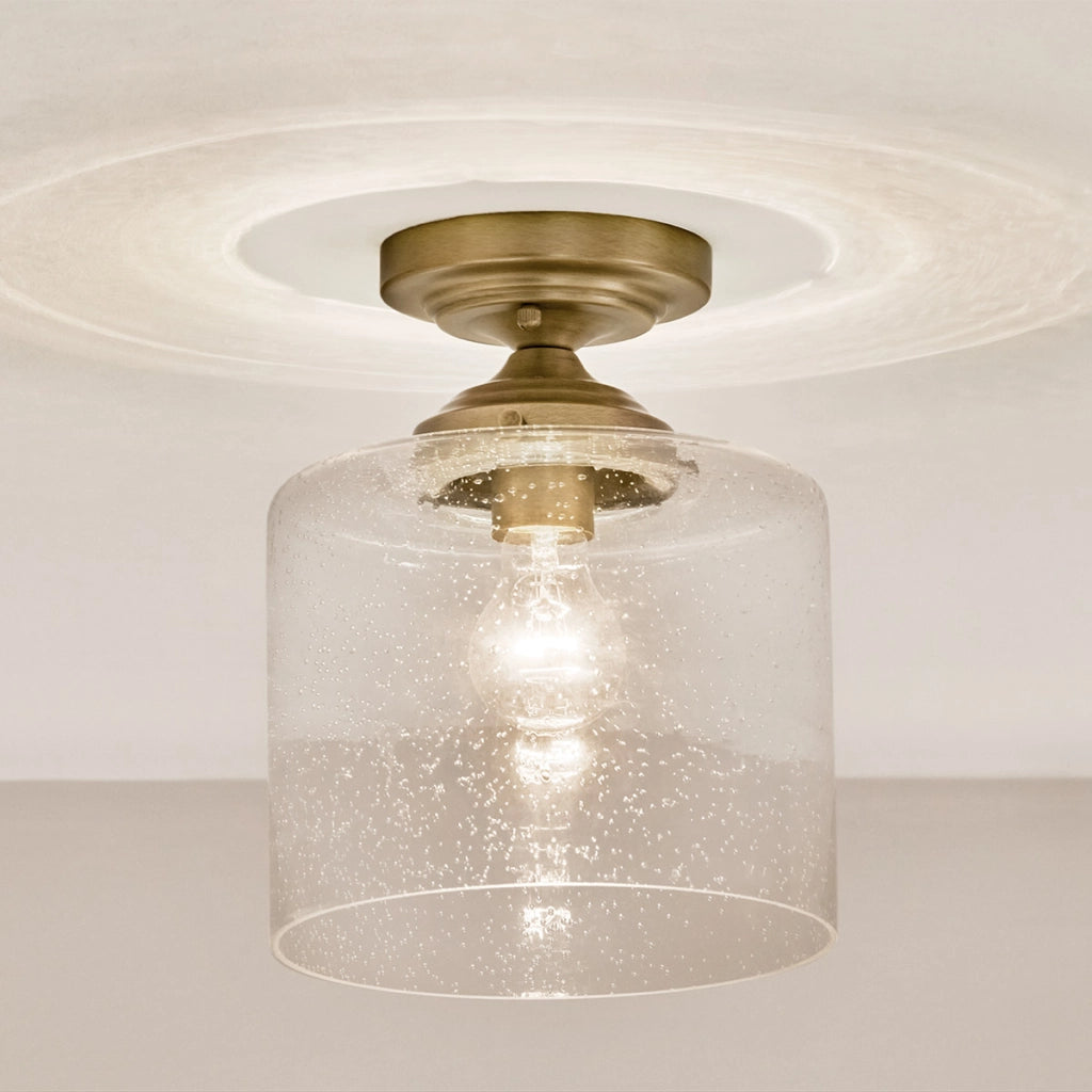 Plafoniera minimal ottone vetro bolle E27 Winslow Kichler