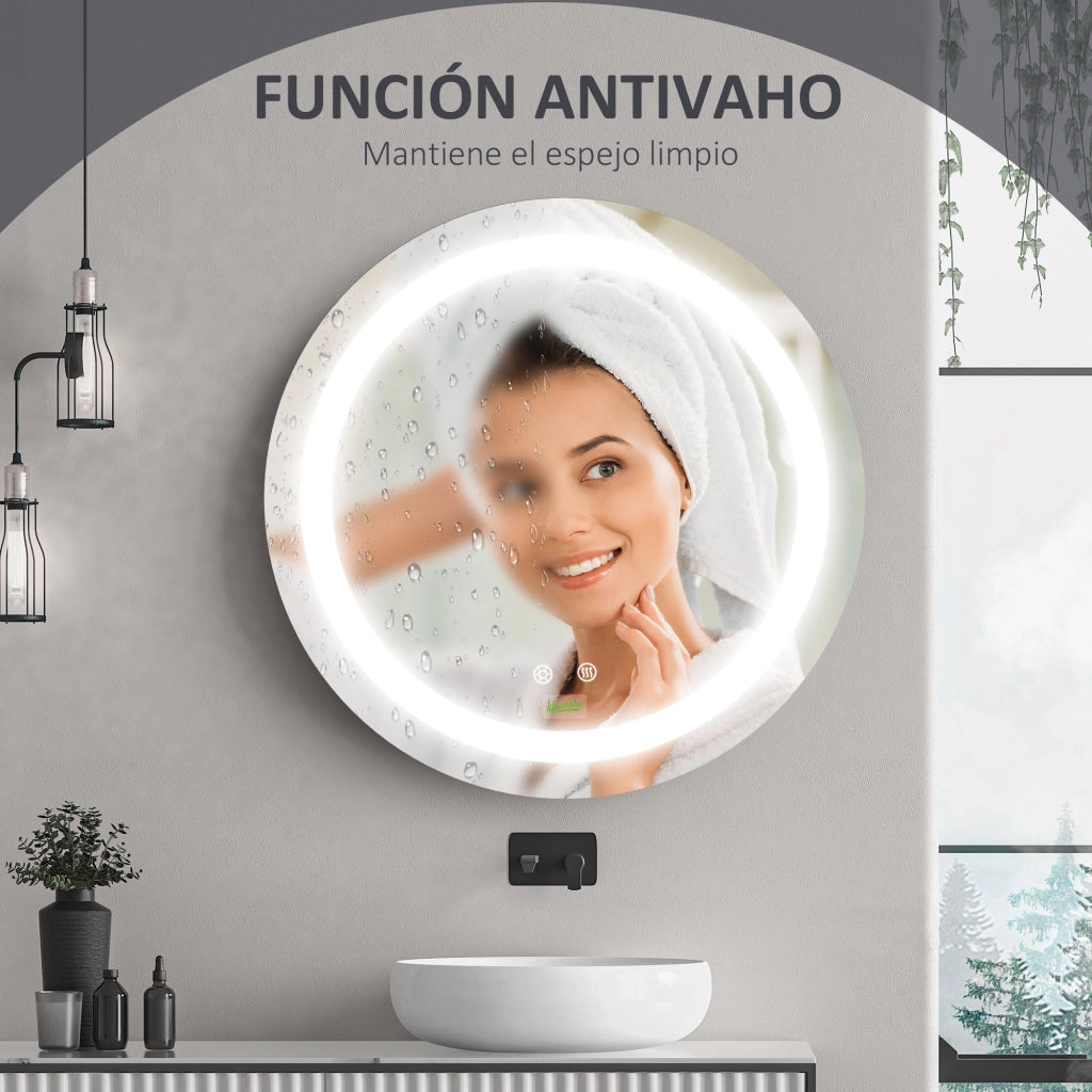 Specchio da bagno con luce LED ¨C Minimal ¨C ?50x4,6 cm argento