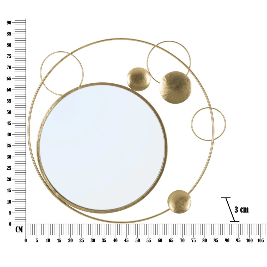 Specchio con Cornice Luna 3, Oro, Metallo, 90x3x83 cm