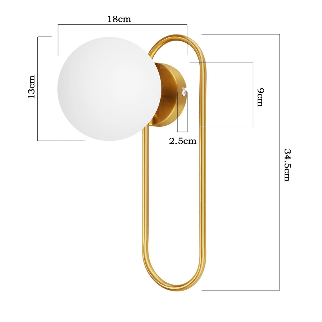 ZMH Applique da parete per interni in vetro dorato E14 per camera da letto e scale