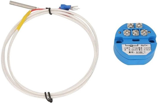 Sensore di Temperatura - Precisione 0,2% - Sensor PT100 - Uscita DC 24V - Raggio di Misura 0-100 °C - Installazione Facile - Sensore di Temperatura