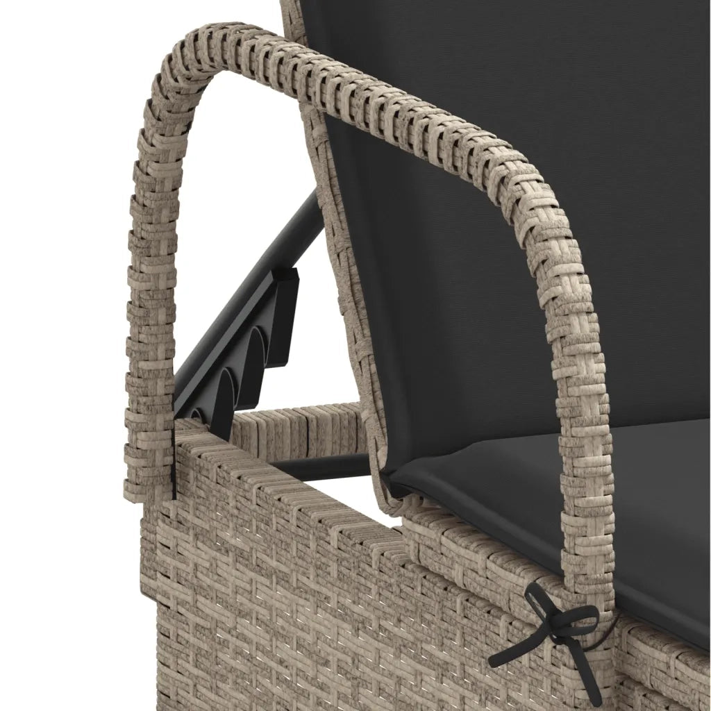 Lettino Prendisole 2 pz con Cuscini Grigio Chiaro in Polyrattan 3261439