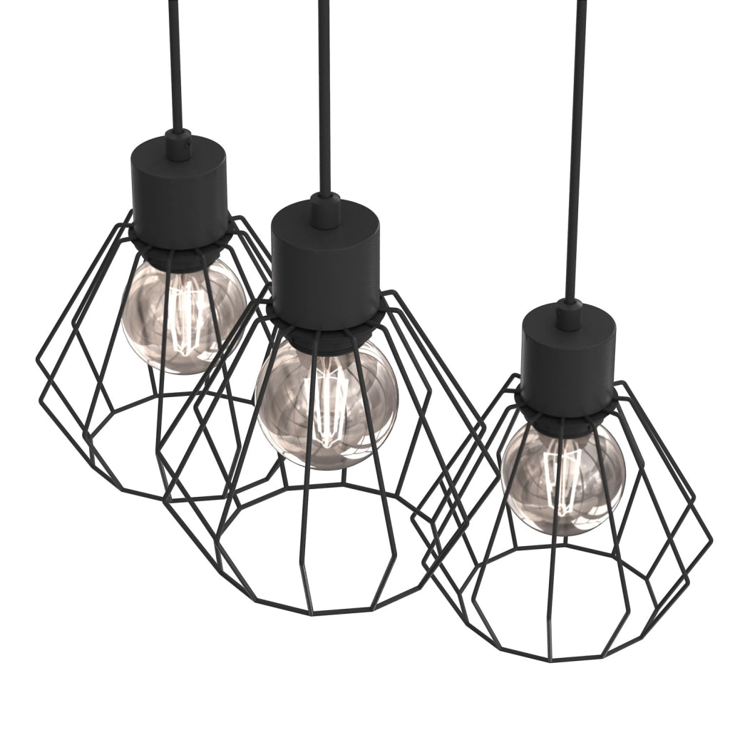 Lampada sospensione industriale 3xE27 nera Parkla