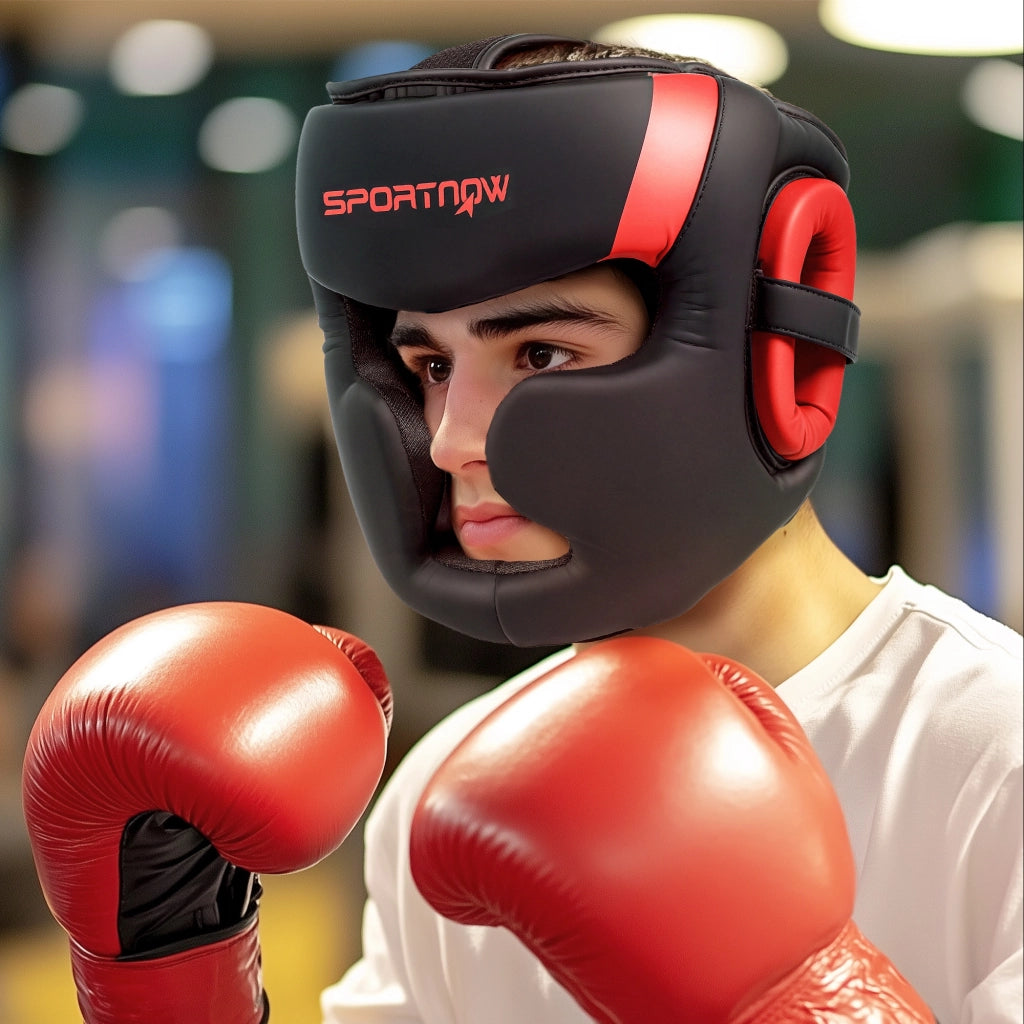 Casco da Boxe MMA ¨C Xylo ¨C Regolabile Rosso e Nero