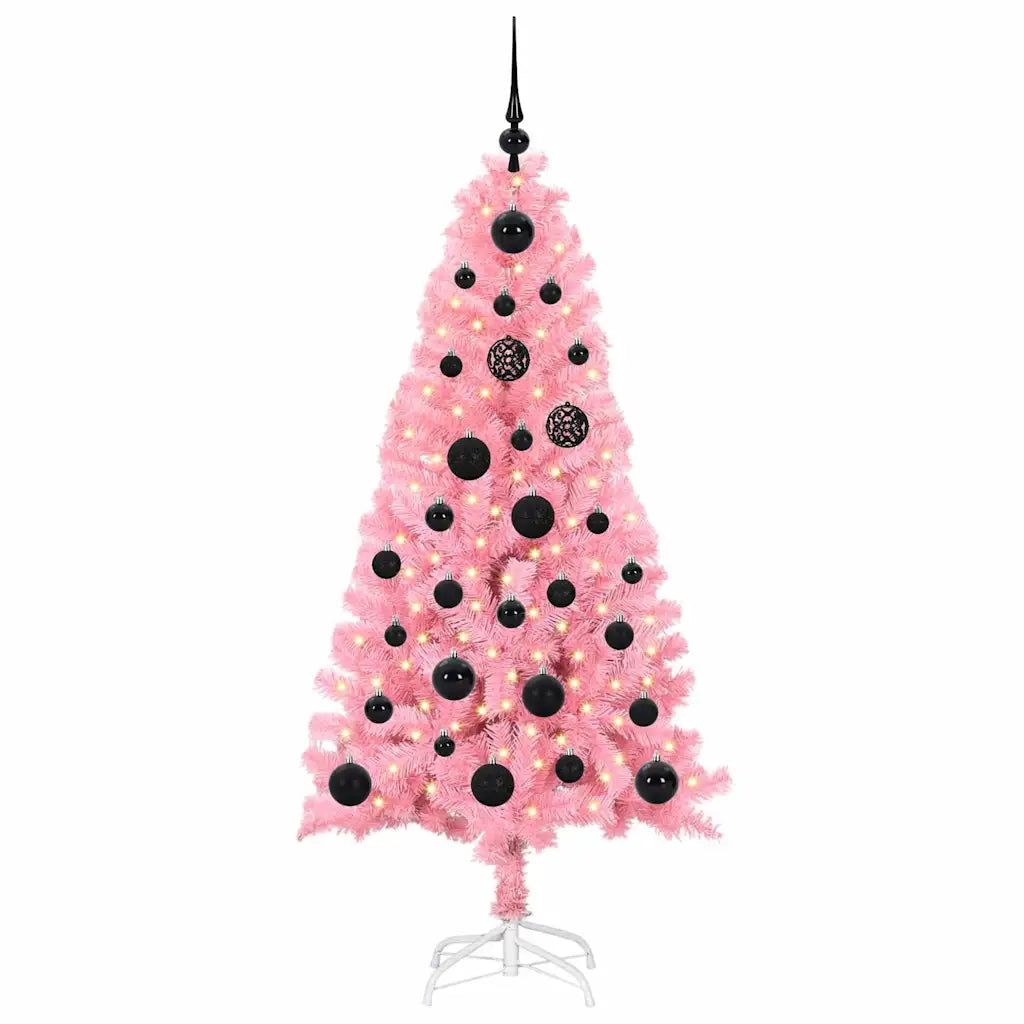 Albero di Natale con 150 LED con supporto-Luci decorative natalizie Rosa 150 cm PVC 239180