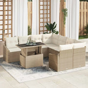 Set Divano da Giardino 9 pcs Beige Poly Rattan 3357714