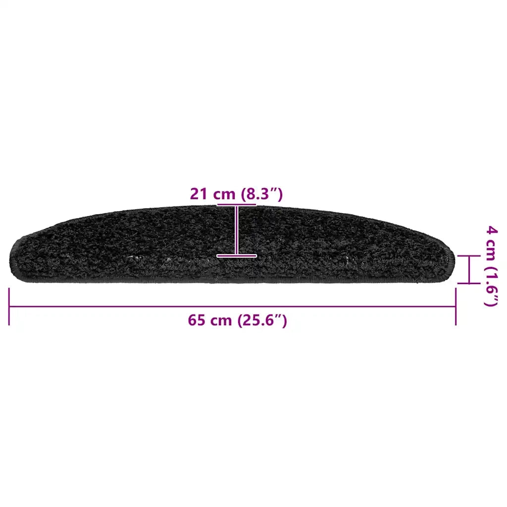 Tappetini per scale 30 pz 65x21x4 cm Nero Semicircolari Grandi 3365813