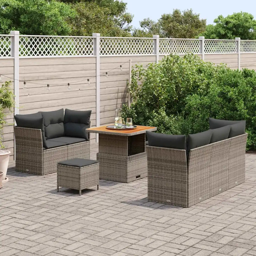 Set Divano da Giardino con cuscino 8 pcs Grigio 3363378