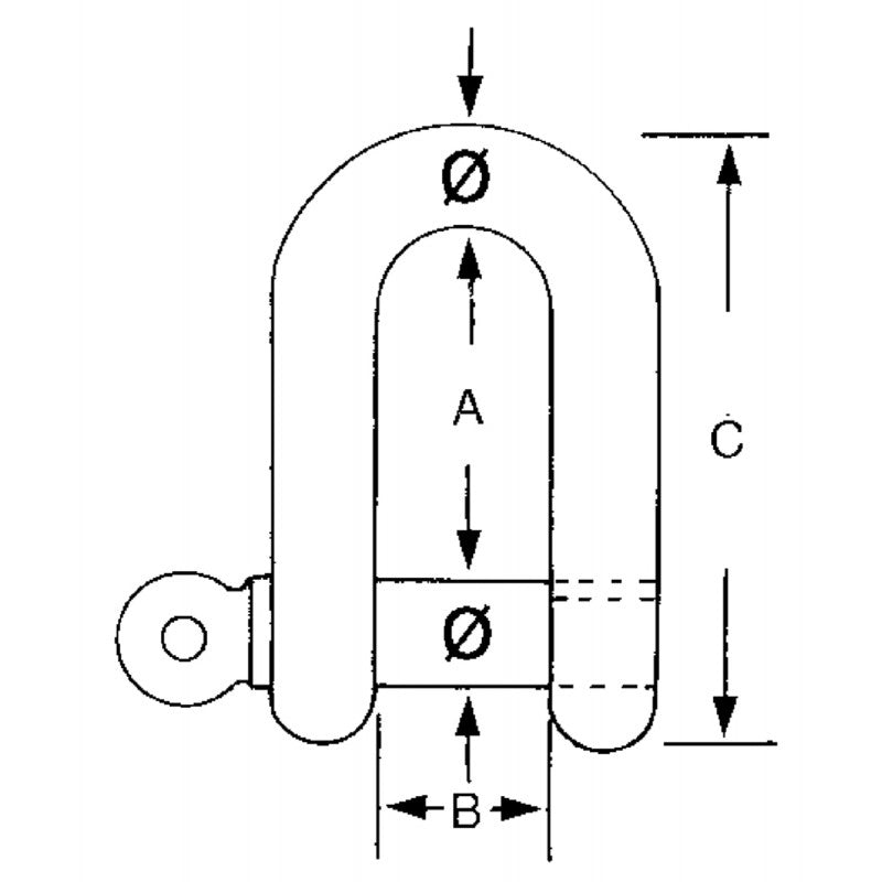 GRILLO INOX Ø MM.4 AISI 316 S.S. D SHACKLES Ø MM.6