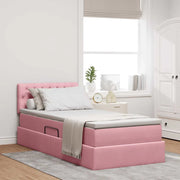 Letto con contenitore e LED con led Rosa 100 x 200 cm Velluto 3371438