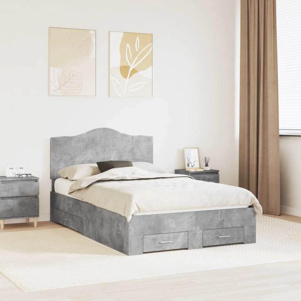 Struttura del letto con testiera-Giroletto con Testiera Grigio cemento 135 x 190 cm 511652