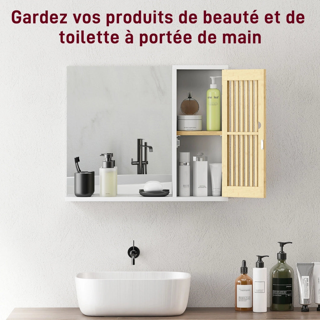 Armadietto da Bagno con Specchio e Ripiani ¨C Minimal ¨C Bianco 60x30x