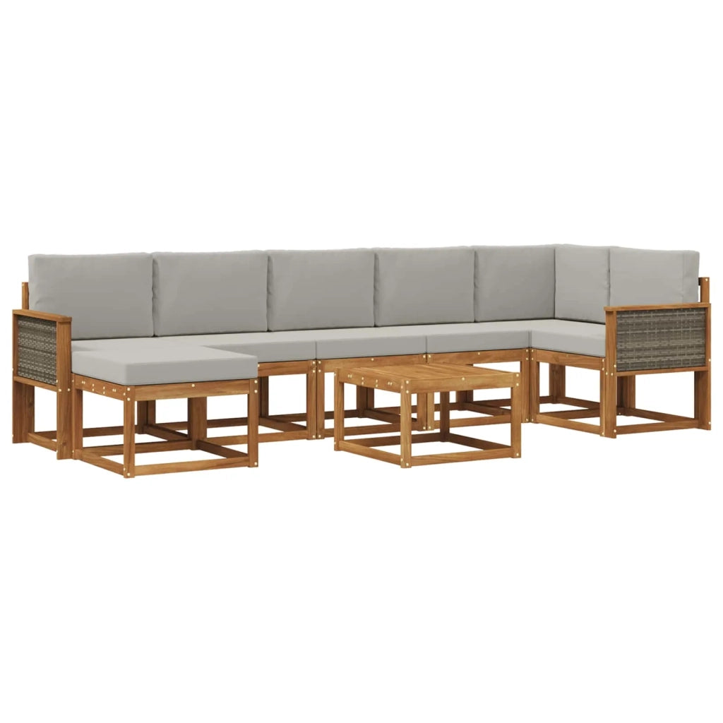 Set di divani da esterno 8 pcs Naturale e Grigio Chiaro 3385407