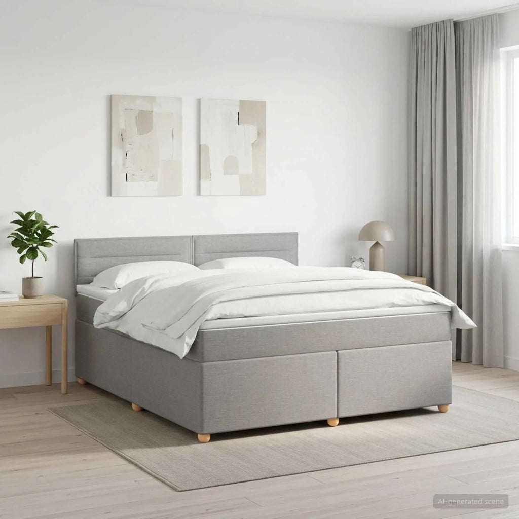 Letto box spring con materasso Grigio Chiaro 140 x 190 cm 3450944
