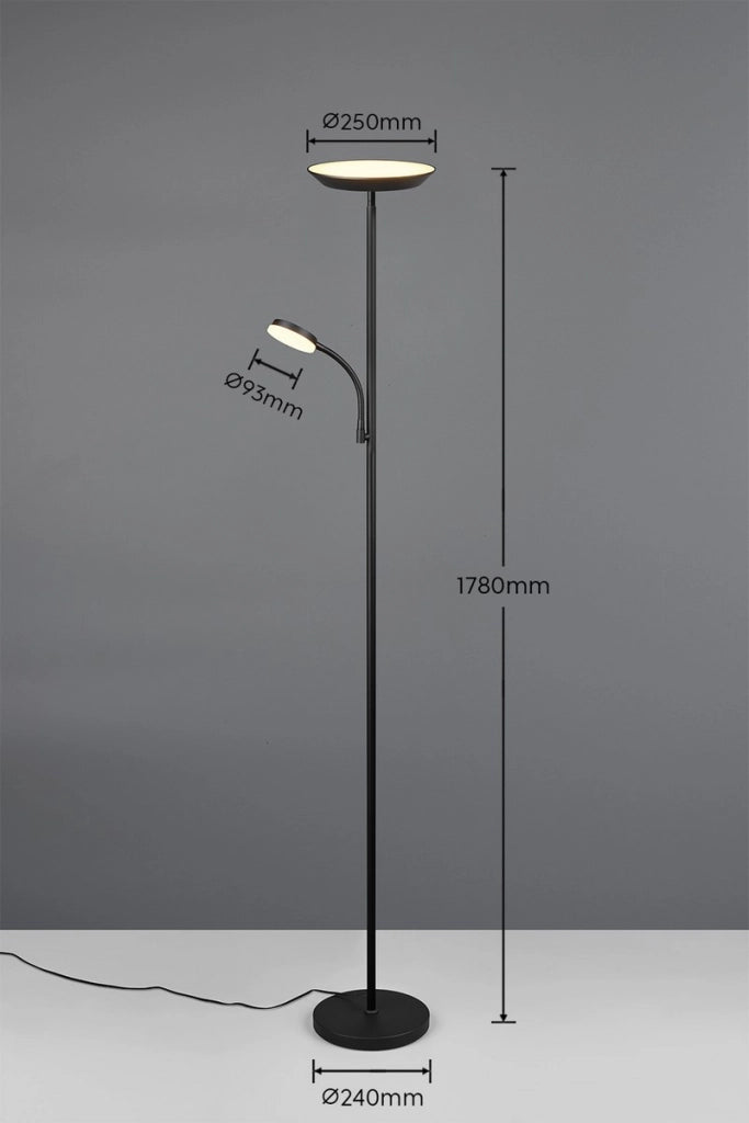 Lampada da terra LED nera dimmerabile 178 cm SPECTER RL