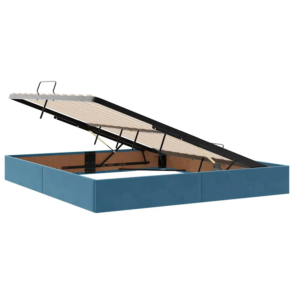 Letto con contenitore e LED Blu Scuro 160 x 200 cm Velluto