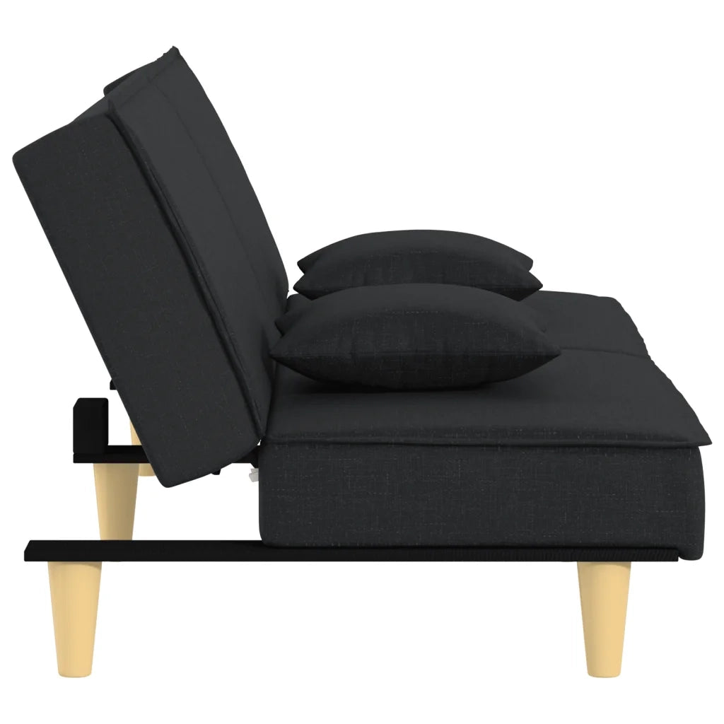 Divano Letto Nero in Tessuto 351902