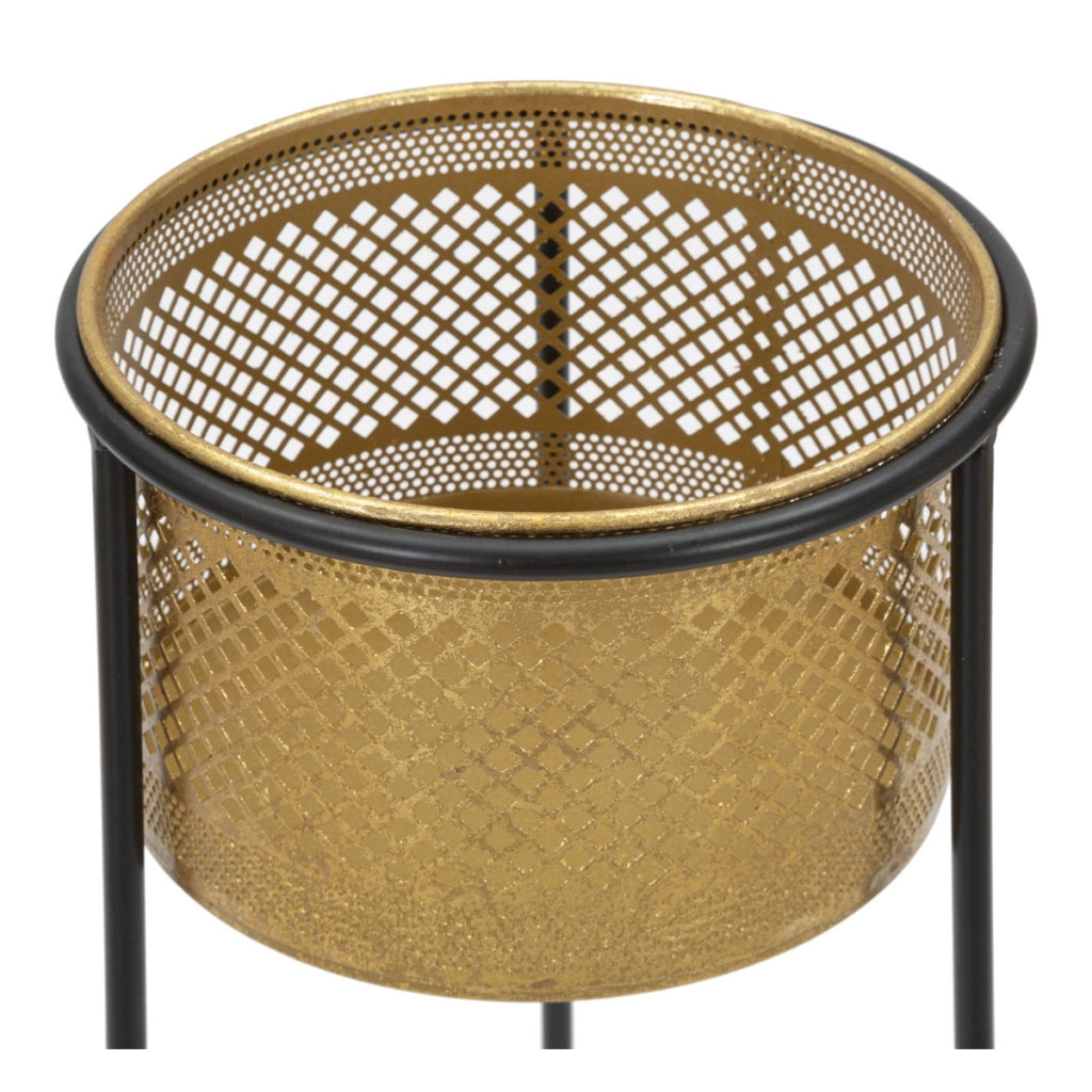Vaso per Piante VKH686, Oro, Metallo, 25x25x50 cm